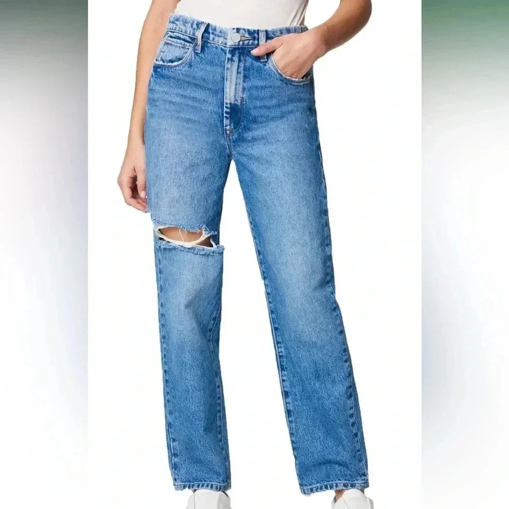 NWT BLANKNYC Relaxed High Rise Straight Leg Rip Loose Fit Jeans - Picture 1 of 7
